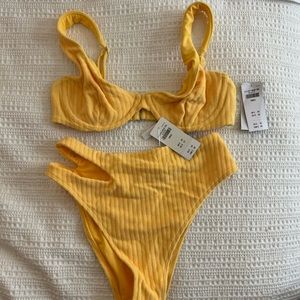 Abercrombie and Fitch High waisted yellow bathing suit